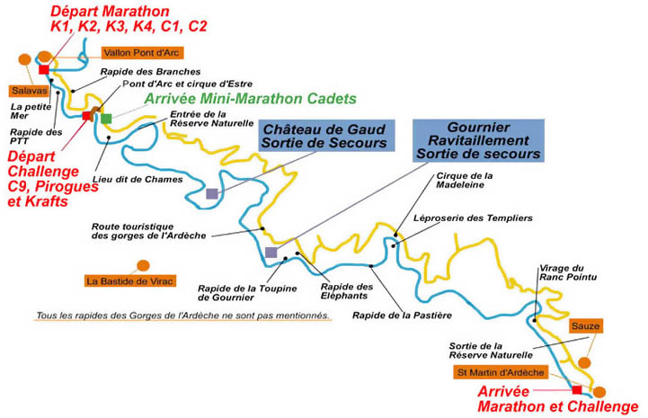 Carte marathon des Gorges de l'Ardèche