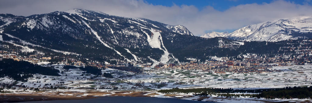 Les Angles viewed from across the other side Lac du Matemale.